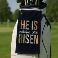 He Is Risen Matthew Bible Verse Golf Towel thumb 2