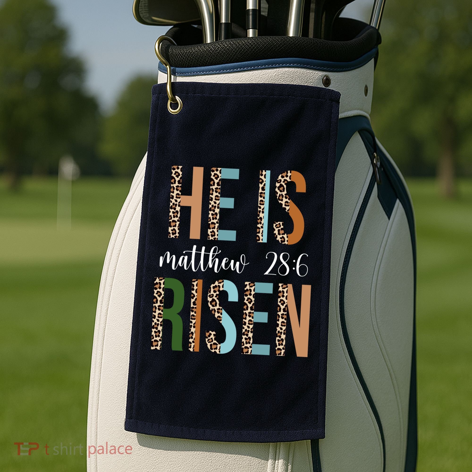 He Is Risen Matthew Bible Verse Golf Towel