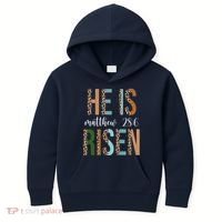 He Is Risen Matthew Bible Verse Kids Hoodie thumb 0