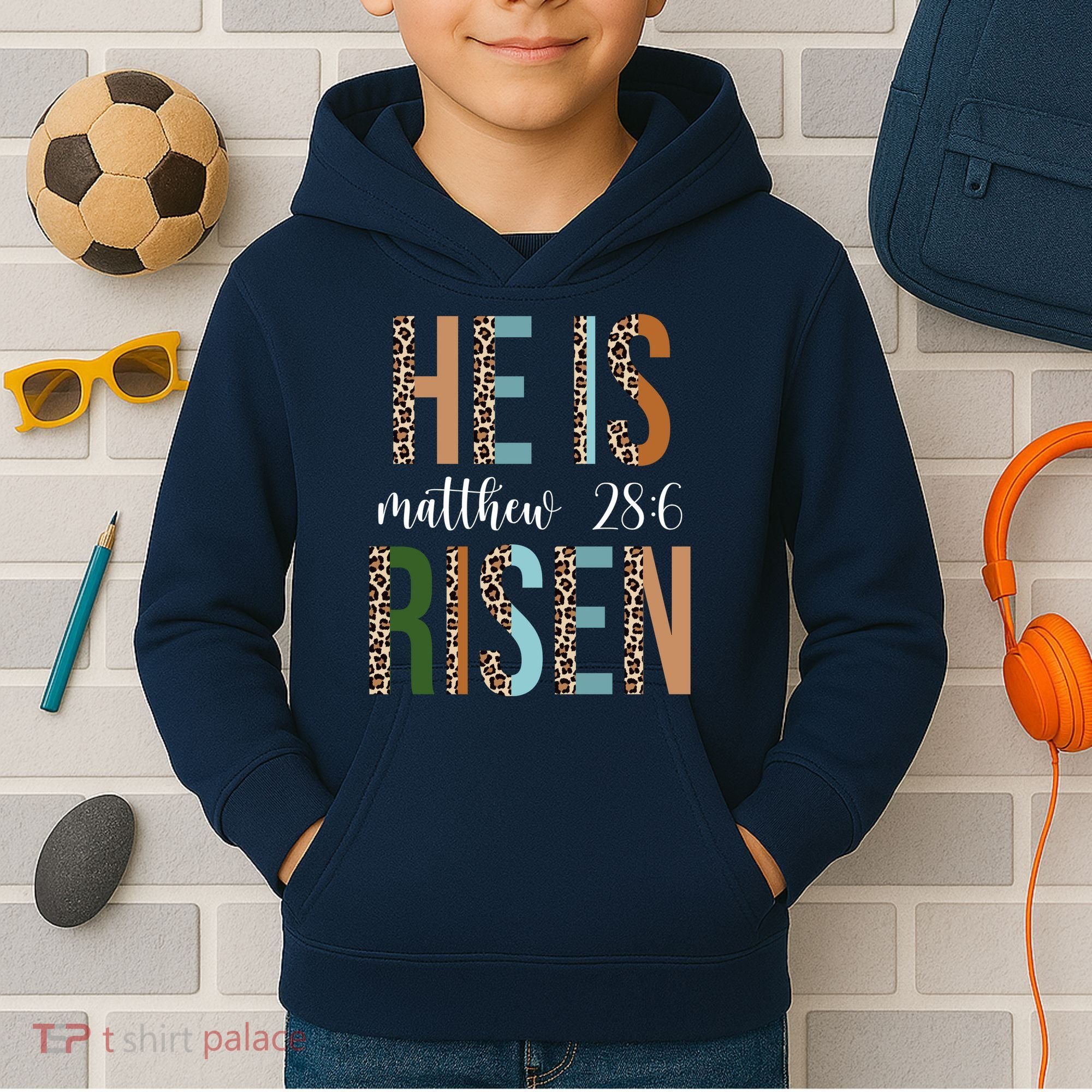 He Is Risen Matthew Bible Verse Kids Hoodie