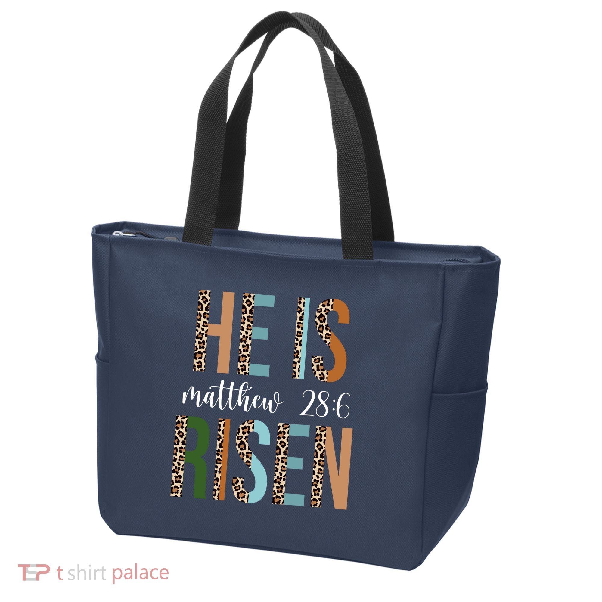He Is Risen Matthew Bible Verse Tote Bag