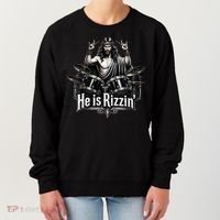He Is Rizzin' Drummer Jesus Rocks Women's Sweatshirt thumb 0