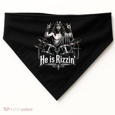 He Is Rizzin' Drummer Jesus Rocks USA-Made Doggie Bandana