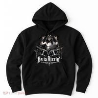 He Is Rizzin' Drummer Jesus Rocks Hoodie thumb 0
