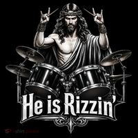 He Is Rizzin' Drummer Jesus Rocks Hoodie thumb 7