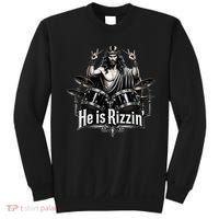 He Is Rizzin' Drummer Jesus Rocks Sweatshirt thumb 0