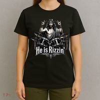 He Is Rizzin' Drummer Jesus Rocks T-Shirt thumb 4