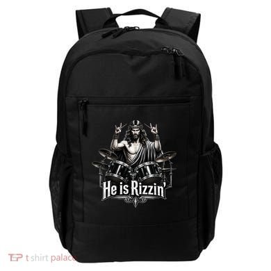 He Is Rizzin' Drummer Jesus Rocks Backpack