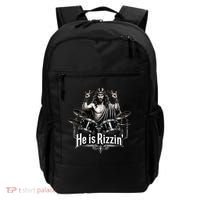 He Is Rizzin' Drummer Jesus Rocks Backpack thumb 0