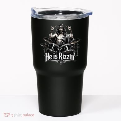 He Is Rizzin' Drummer Jesus Rocks Tumbler