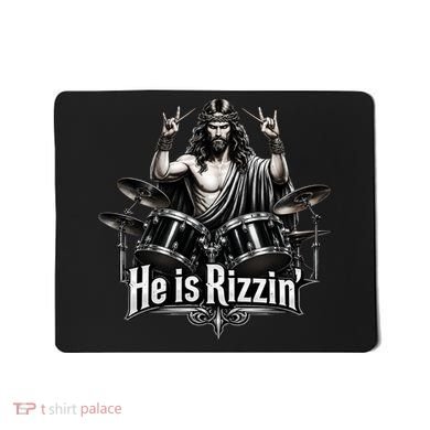 He Is Rizzin' Drummer Jesus Rocks Mousepad