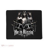 He Is Rizzin' Drummer Jesus Rocks Mousepad thumb 0