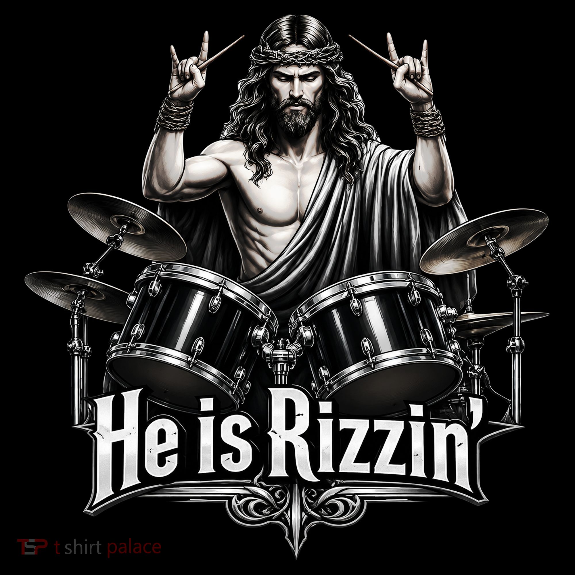 He Is Rizzin' Drummer Jesus Rocks Mousepad