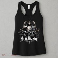 He Is Rizzin' Drummer Jesus Rocks Women's Tank Top thumb 3