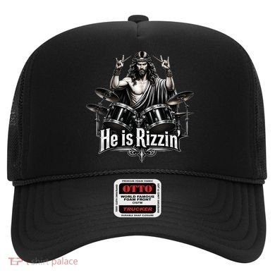 He Is Rizzin' Drummer Jesus Rocks Hat