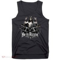 He Is Rizzin' Drummer Jesus Rocks Tank Top thumb 0