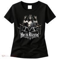 He Is Rizzin' Drummer Jesus Rocks Women's T-Shirt thumb 0