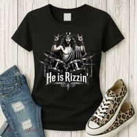 He Is Rizzin' Drummer Jesus Rocks Women's T-Shirt thumb 3