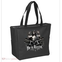 He Is Rizzin' Drummer Jesus Rocks Tote Bag thumb 2