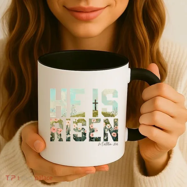 He Is Risen Boho Easter Christian Jesus Gift Coffee Mug