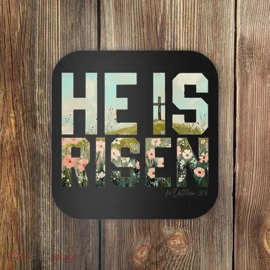 He Is Risen Boho Easter Christian Jesus Gift Coaster