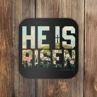 He Is Risen Boho Easter Christian Jesus Gift Coaster thumb 0