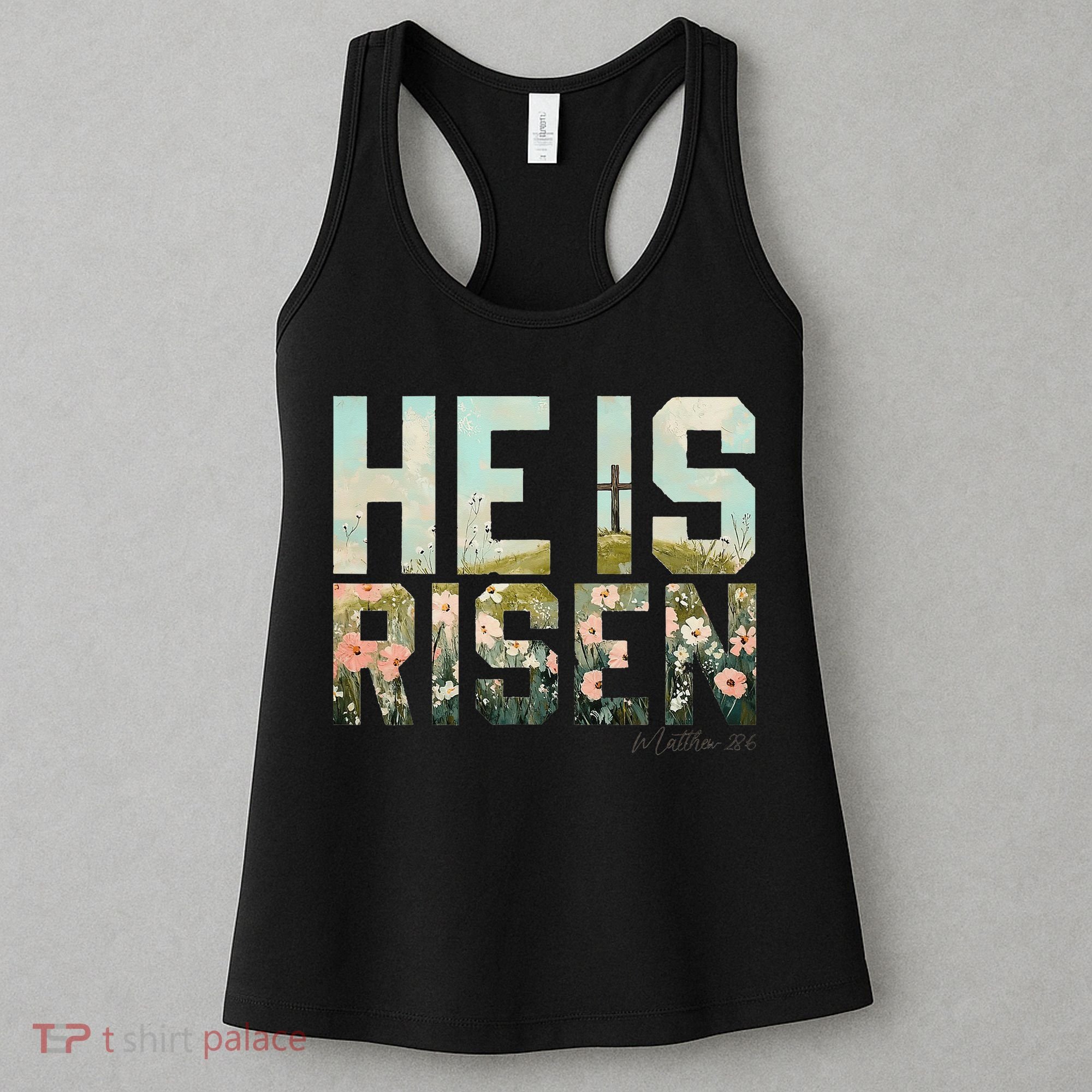 He Is Risen Boho Easter Christian Jesus Gift Women's Tank Top