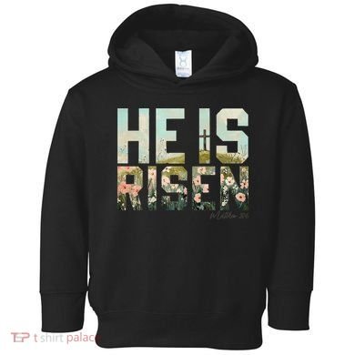 He Is Risen Boho Easter Christian Jesus Gift Toddler Hoodie