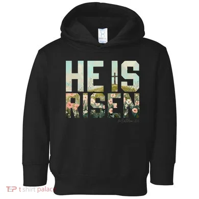 He Is Risen Boho Easter Christian Jesus Gift Toddler Hoodie