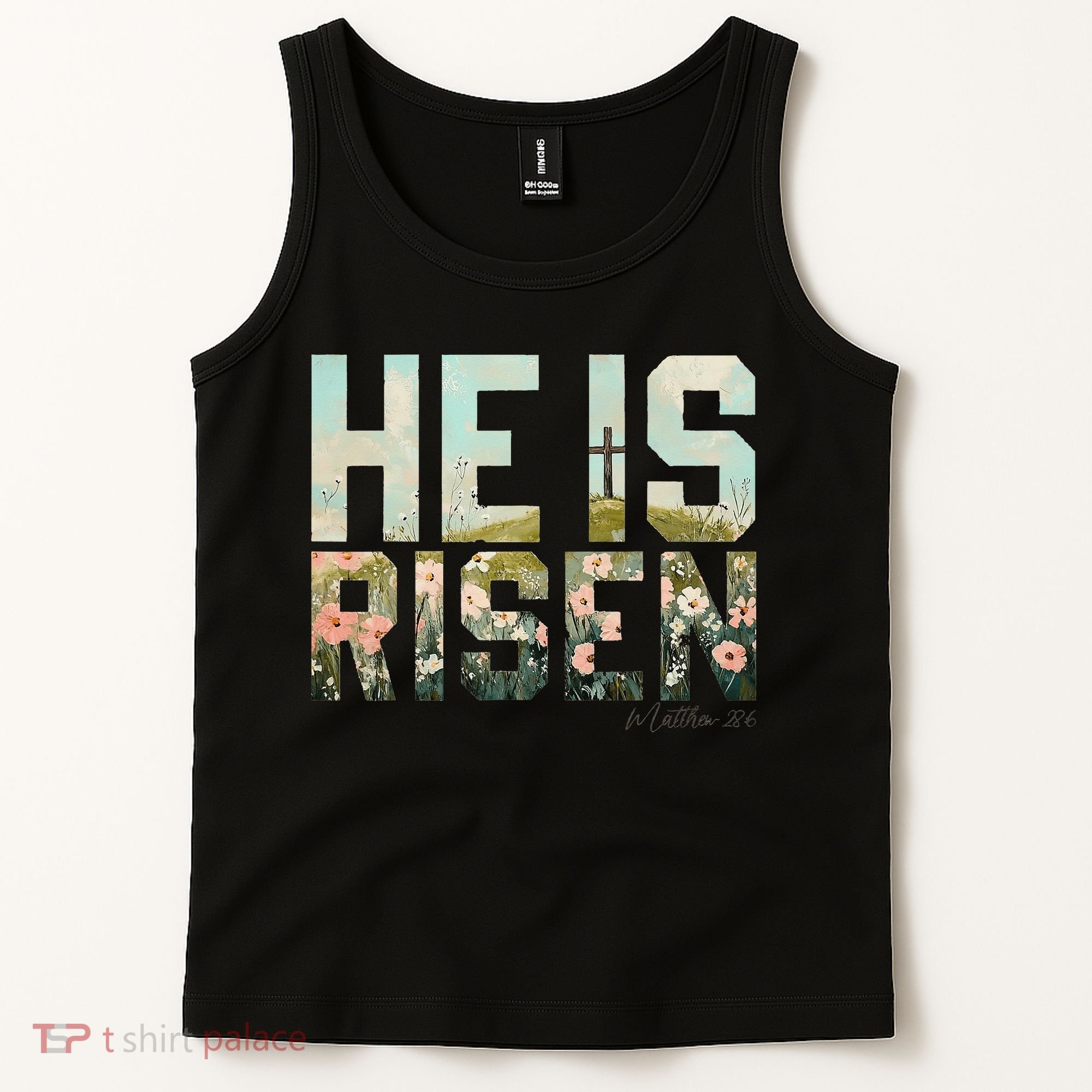 He Is Risen Boho Easter Christian Jesus Gift Tank Top