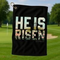 He Is Risen Boho Easter Christian Jesus Gift Golf Towel thumb 1
