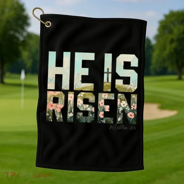 He Is Risen Boho Easter Christian Jesus Gift Golf Towel