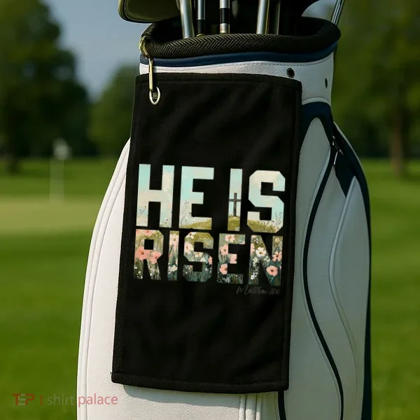 He Is Risen Boho Easter Christian Jesus Gift Golf Towel