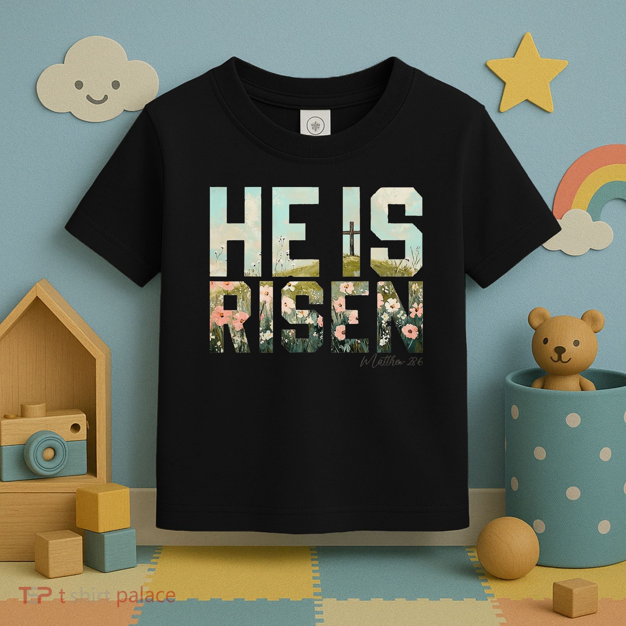 He Is Risen Boho Easter Christian Jesus Gift Toddler T-Shirt