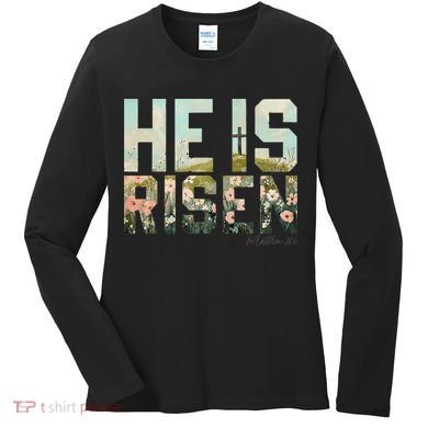 He Is Risen Boho Easter Christian Jesus Gift Women's Long Sleeve Shirt
