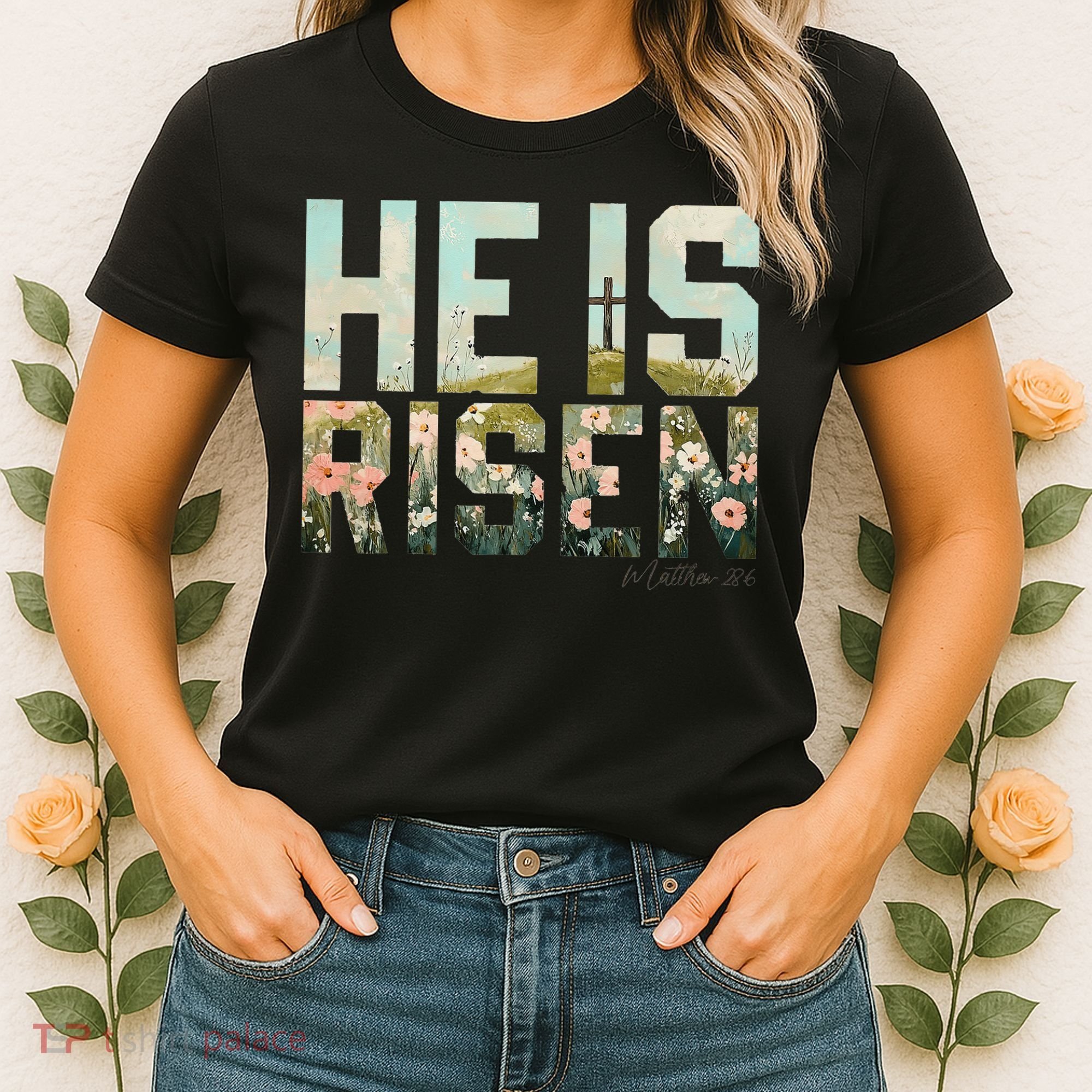 He Is Risen Boho Easter Christian Jesus Gift Women's T-Shirt