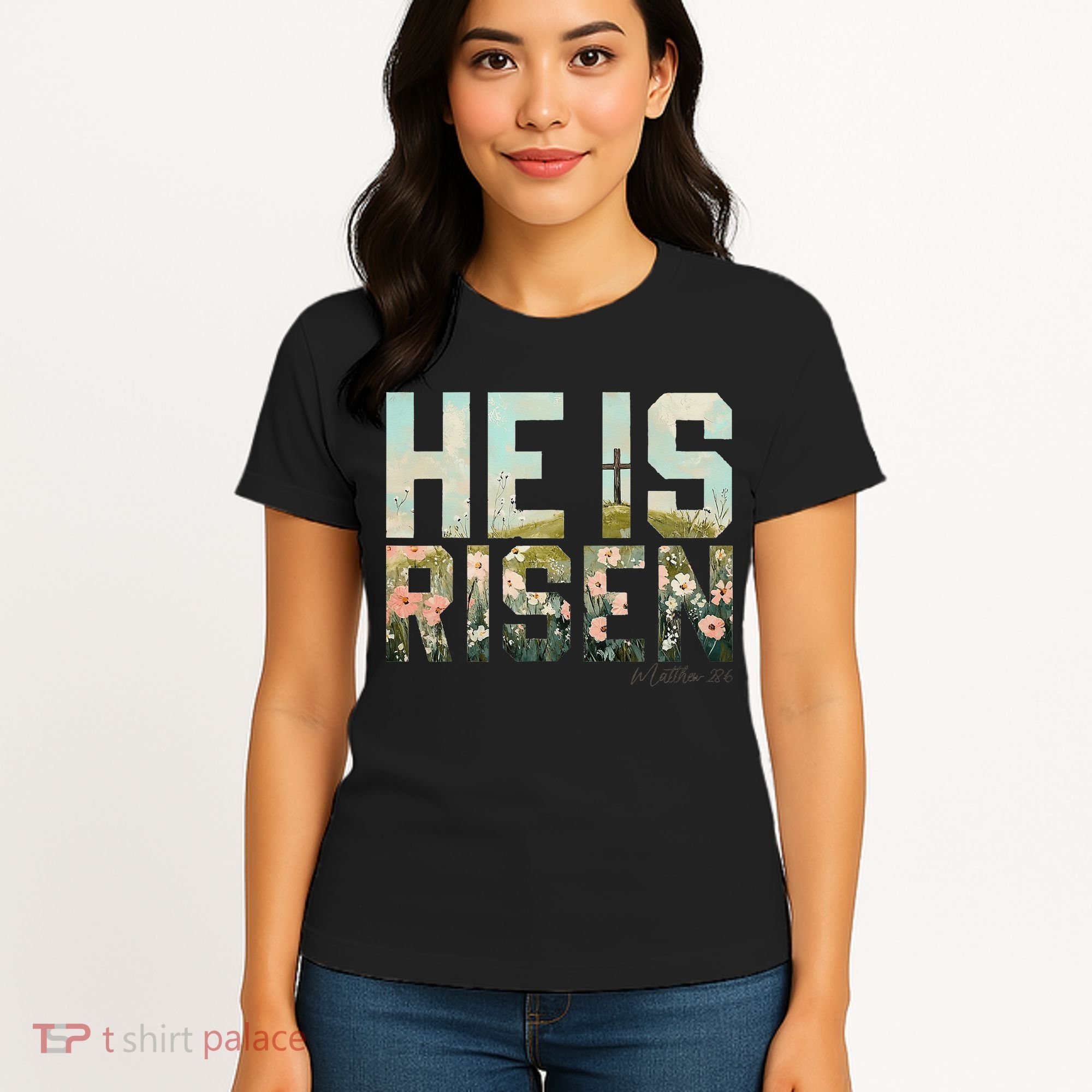 He Is Risen Boho Easter Christian Jesus Gift Women's T-Shirt