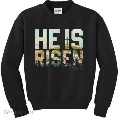 He Is Risen Boho Easter Christian Jesus Gift Kids Sweatshirt