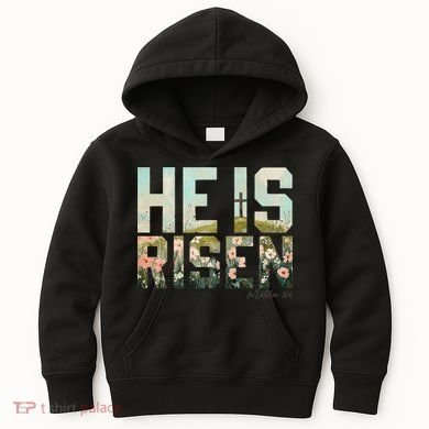 He Is Risen Boho Easter Christian Jesus Gift Kids Hoodie