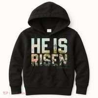 He Is Risen Boho Easter Christian Jesus Gift Kids Hoodie thumb 0