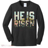 He Is Risen Boho Easter Christian Jesus Gift Kids Long Sleeve Shirt thumb 0