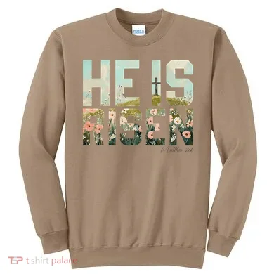 He Is Risen Boho Easter Christian Jesus Gift Sweatshirt