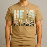 He Is Risen Boho Easter Christian Jesus Gift T-Shirt thumb 3