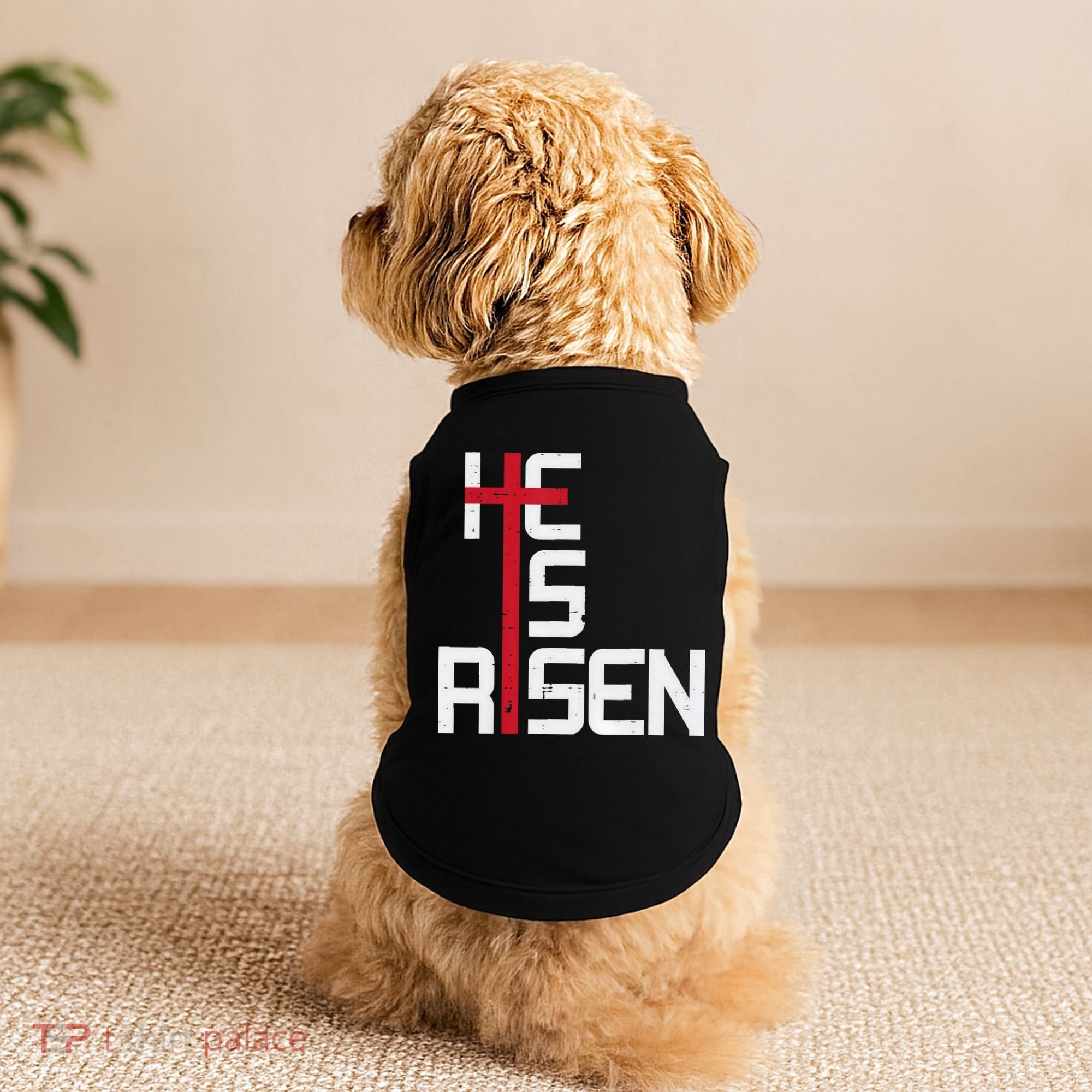 He Is Risen Cross Jesus Easter Christian Religious Men Teens Doggie Tank