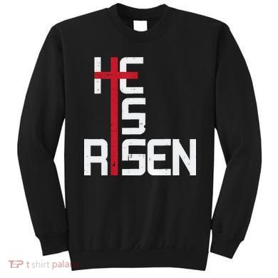 He Is Risen Cross Jesus Easter Christian Religious Men Teens Sweatshirt