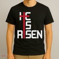 He Is Risen Cross Jesus Easter Christian Religious Men Teens T-Shirt thumb 3