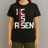 He Is Risen Cross Jesus Easter Christian Religious Men Teens T-Shirt thumb 4