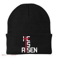 He Is Risen Cross Jesus Easter Christian Religious Men Teens Beanie thumb 0