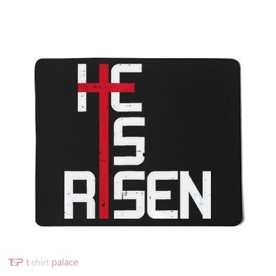 He Is Risen Cross Jesus Easter Christian Religious Men Teens Mousepad