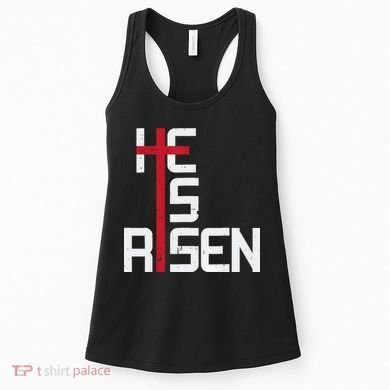 He Is Risen Cross Jesus Easter Christian Religious Men Teens Women's Tank Top